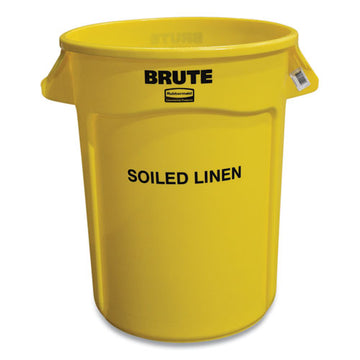Rubbermaid® Commercial Round Brute Container With "soiled Linen" Imprint, Plastic, 32 Gal, Yellow freeshipping - TVN Wholesale